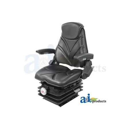 A & I Products Seat, F20 Series, Mechanical Suspension / Arm Rest / Head Rest / Black Vinyl 23" x23" x20.5" A-F20M205